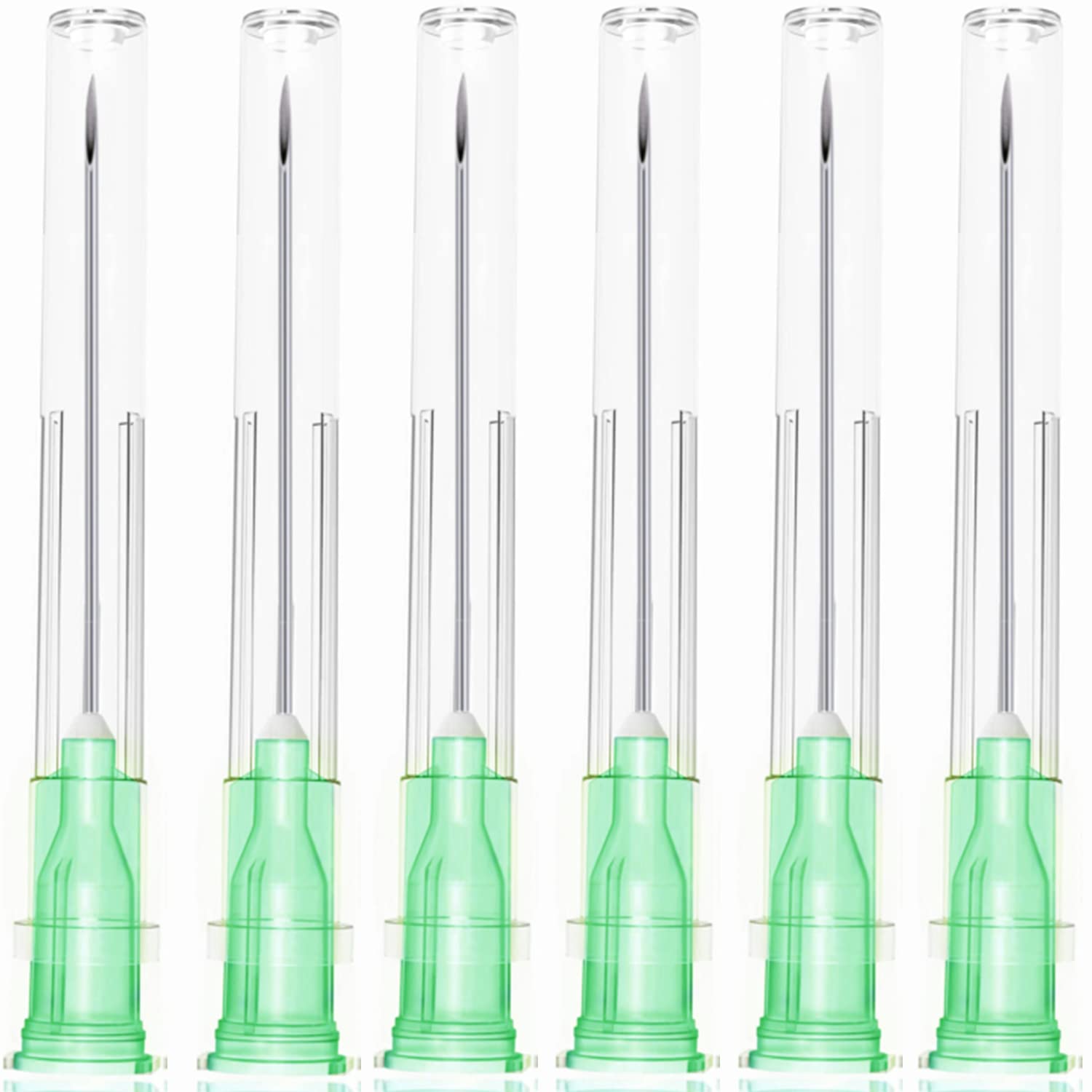 100 Pack 21Ga 1 1/2 Inch Stainless Steel Dispensing Lab Tools Accessories for Scientific Labs, Measuring and Refilling, Individually Wrapped