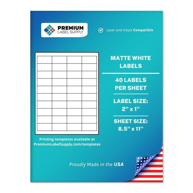 Premium Label Supply White Sticker Barcode Labels – 2" x 1" – 1000 Total Labels