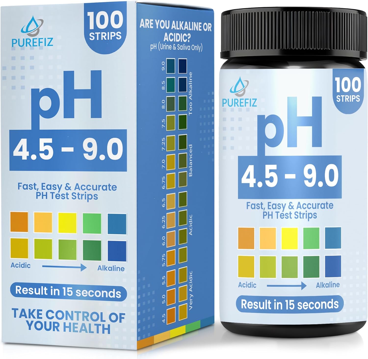 pH Test Strips for Urine & Saliva – 100 Easy-to-Use Strips for Fast, Accurate pH Testing at Home, Get Clear Acid-Alkaline Balance Results in Seconds, Perfect for Tracking Your Body's pH, 4.5-9.0 Range