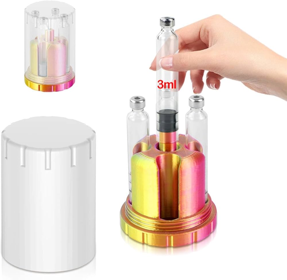 GFYYBKJ 3mL Cartridge Holder with Purge Tower, Travel Pen Cartridges Purge and Fill Station, Only Use For 3mL Pen Cartridges/Vial (12mm X 64mm), Cartridge Storage, Protective Case (Grey02)