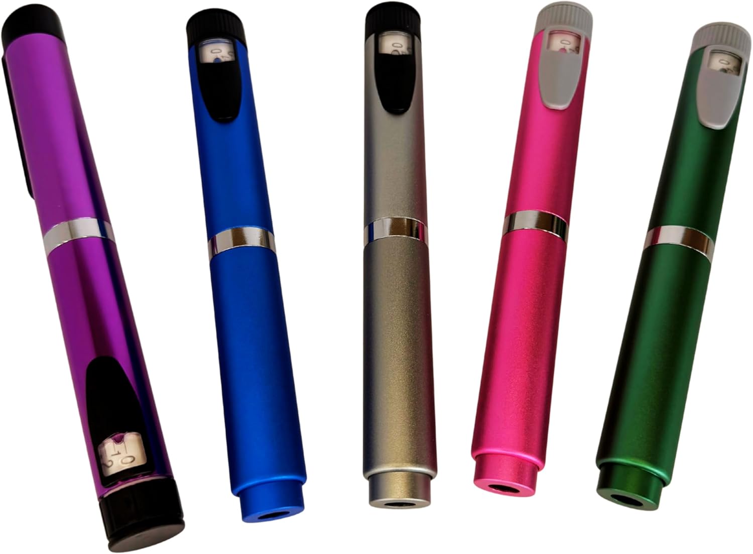 GXZ Vector™ V2 Injection System Set – 5 Reusable Precision Dose Pens W/ 5 FREE cartridges - Titanium, Green, Purple, Pink and Blue